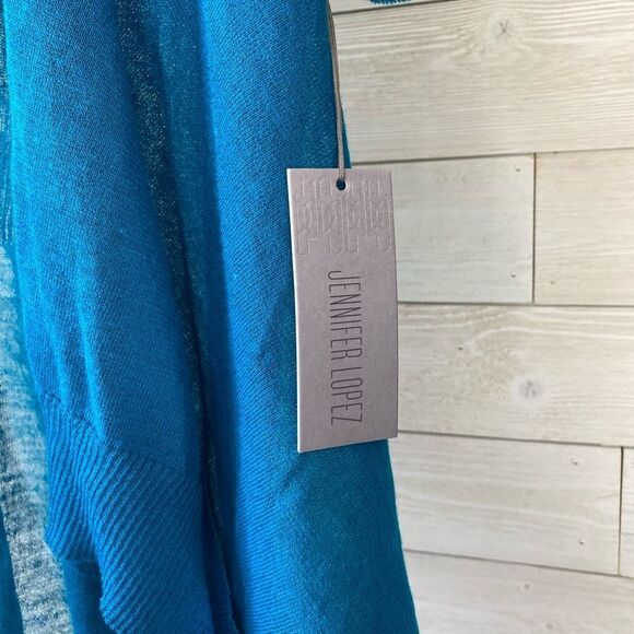 Jennifer Lopez Open Front Blue Knit Sweater Cardigan size XL NWT - Picture 2 of 6